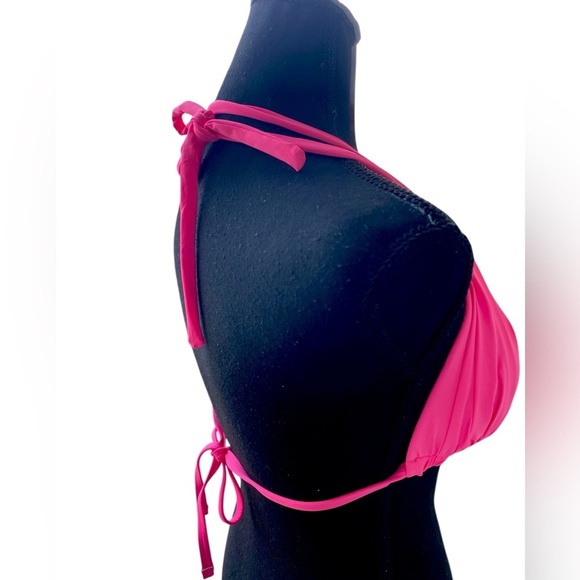 La Blanca Women’s Island Goddess Bright Pink Halter Triangle Bikini Top Size 10 - Picture 11 of 11